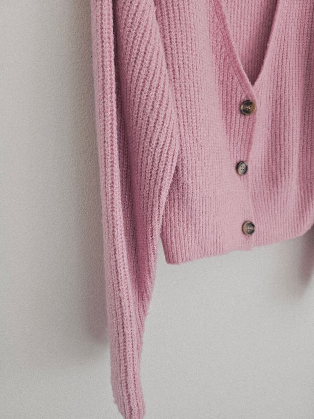 Pink Cropped Cardigan – Soft Knit – Button Front - Picture 5 of 5